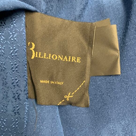 BILLIONAIRE COUTURE Size XL Blue Jacquard Silk Button Up Long Sleeve Shirt - Picture 6 of 8